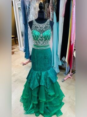 Emerald Beaded Mermaid Prom Dress